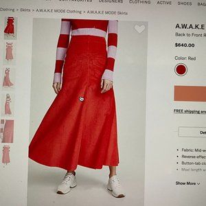 A.W.A.K.E MODE Back to Front Red Corduroy Skirt